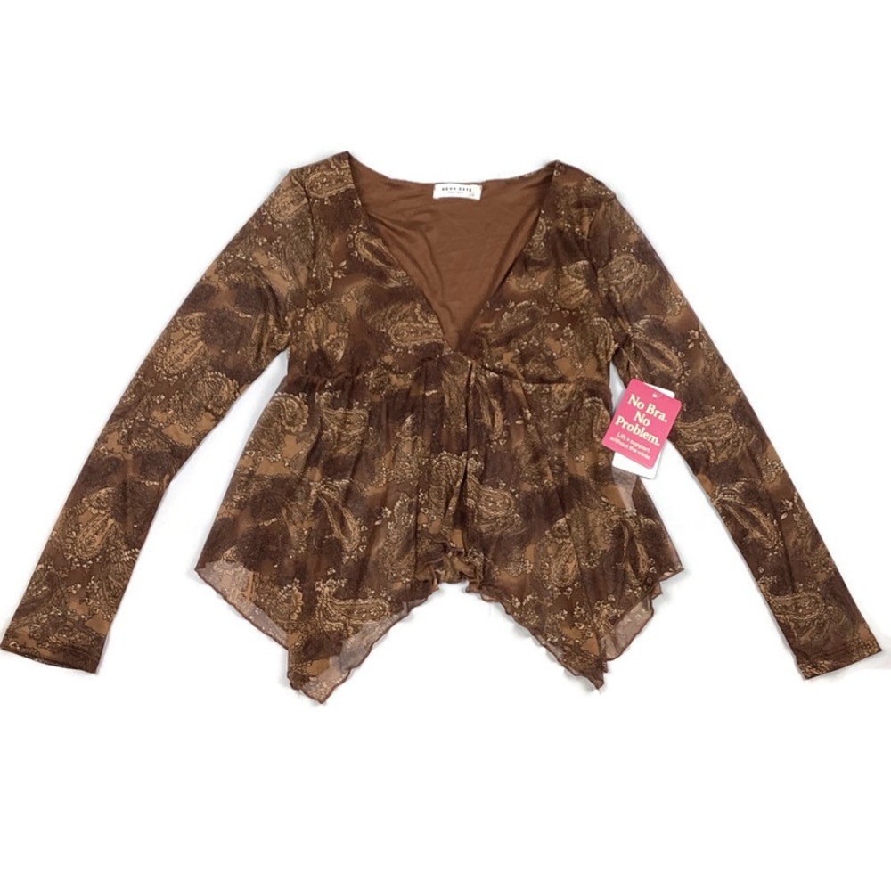 Good Days Project Paisley Print Sheer Peplum Top Festival Boho Western Grunge
